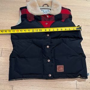 Down vest with shearling collar